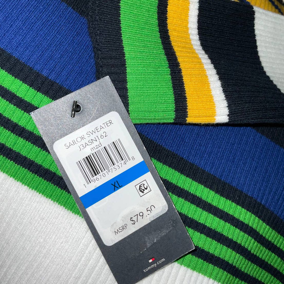 Tommy Hilfiger Women's Cotton Ribbed Sweater Color: Deep Maize Multi SIZE: XL - Picture 4 of 8